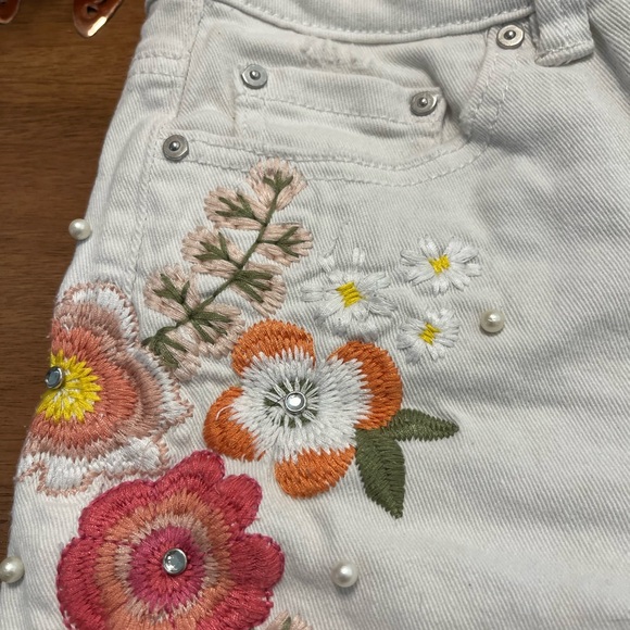 Indigo White Floral Embroidered Women Shorts Size 5 - Picture 7 of 7